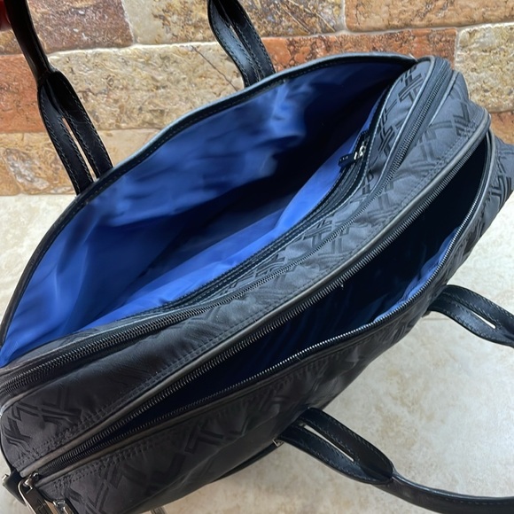 TUMI Black Nylon Laptop Travel Briefcase Bag Geometric Logo Office Pockets - Picture 11 of 15